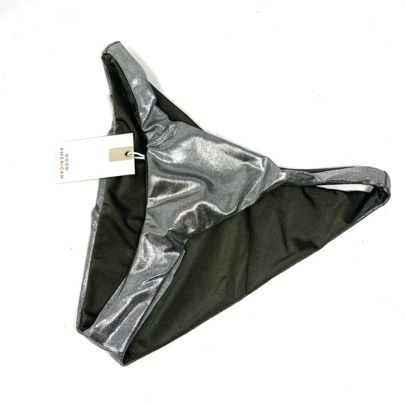 Good American Foil Better Bikini Reverse Bottom Stormy Foil Size 2 US Medium - Picture 1 of 9